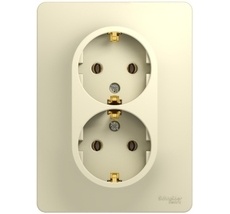 Розетка встраиваемая двойная с заземлением (бежевый) Systeme Electric GSL000224