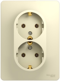 Розетка встраиваемая двойная с заземлением (бежевый) Systeme Electric GSL000224