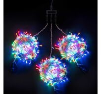 Комплект 3 Разноцветных Нити по 20м c Контроллером, 600 LED, Провод Прозрачный Силикон, IP65 KDD600C-10-1M