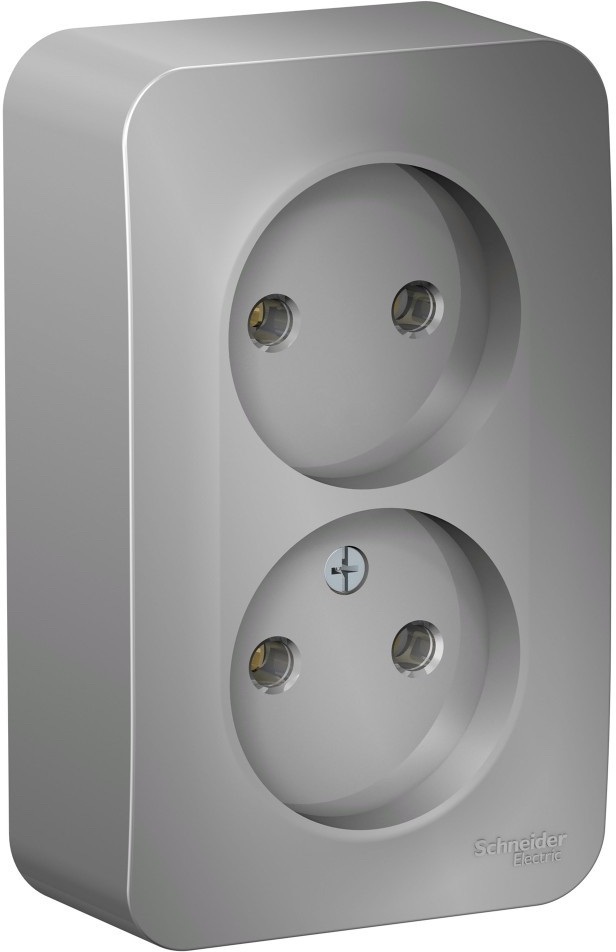 Розетка накладная двойная без заземления (алюминий) Systeme Electric BLNRA000213