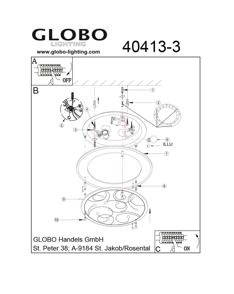 Потолочный светильник Globo Ayana 40413-3_GL