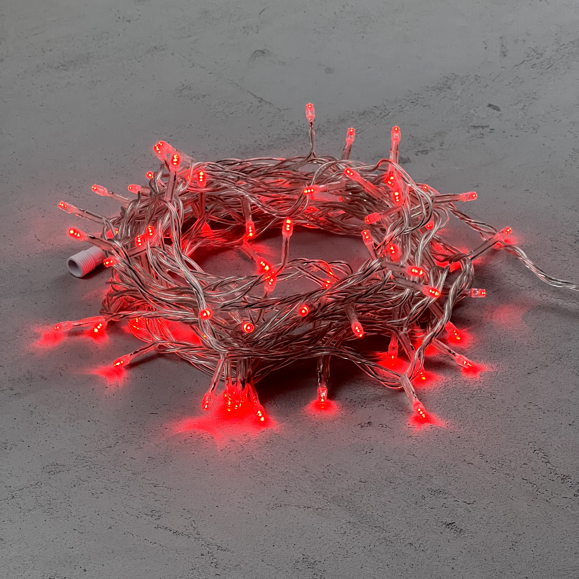 Гирлянда Нить 10м Красная 220В, 100 LED, Провод Прозрачный ПВХ, IP54 PST100-10-2R