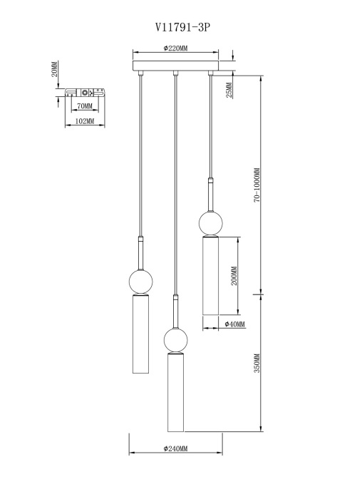 Подвесной светильник Moderli V11791-3P_MD