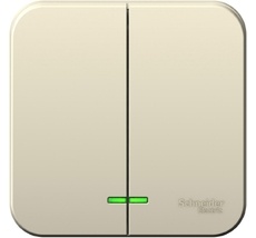 Выключатель накладной двухклавишный с подсветкой (молочный) Systeme Electric BLNVA105112