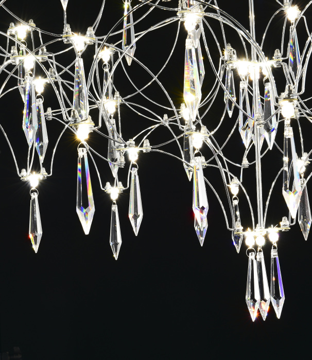 Подвесная люстра светодиодная с пультом и хрустальными подвесками Asfour MyFar MR2651-57P-76AP