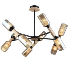 Потолочная люстра на штанге Imex MD.5495-10-S-BK+WOOD_IM