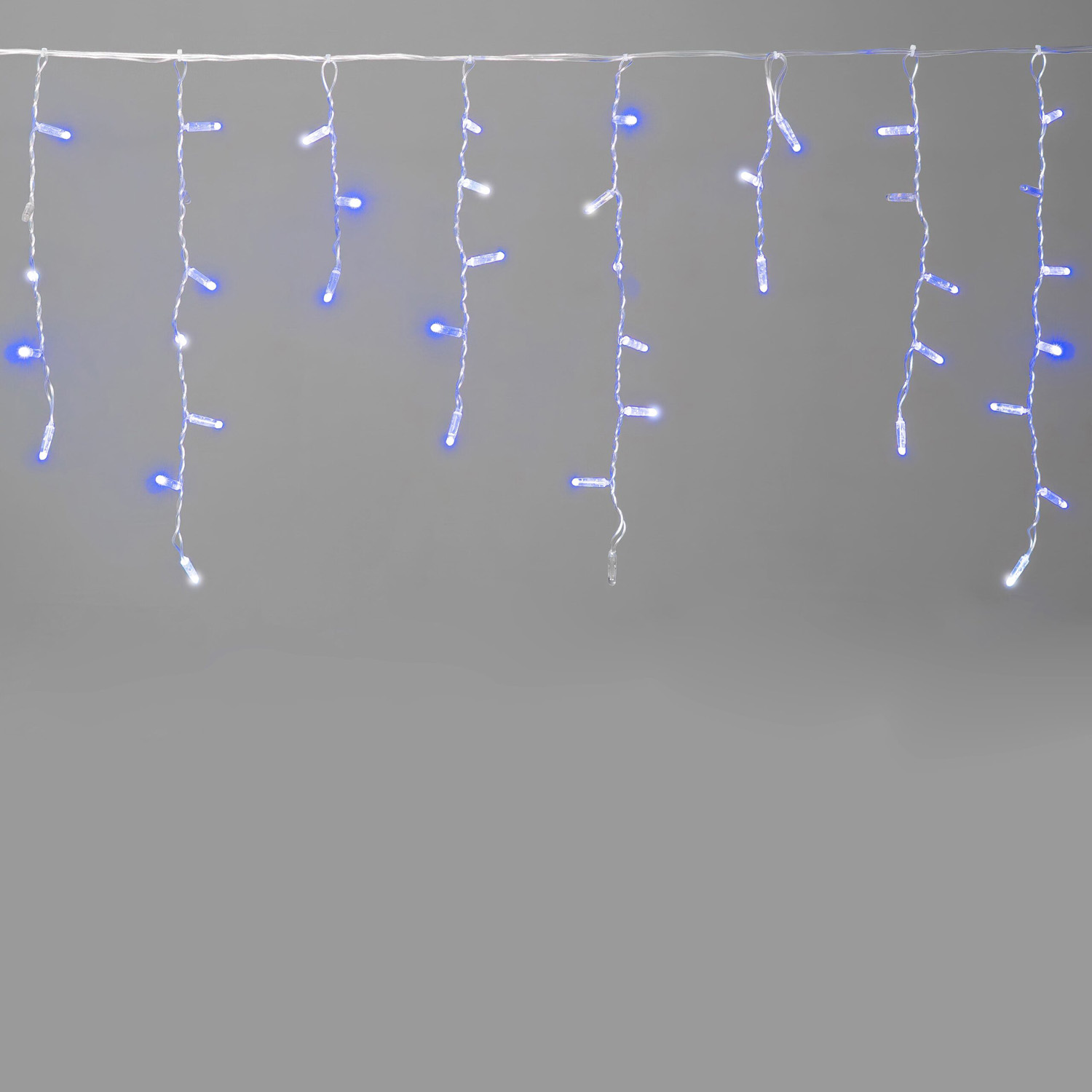 Гирлянда Бахрома с Колпачком 3,1 x 0,5 м Синяя с Мерцанием Белого Диода 200В, 120 LED, Провод Прозрачный ПВХ, IP65 LTC PIL120BLWCAP-10-2B