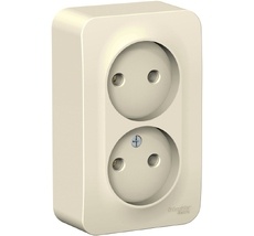 Розетка накладная двойная без заземления (молочный) Systeme Electric BLNRA000202