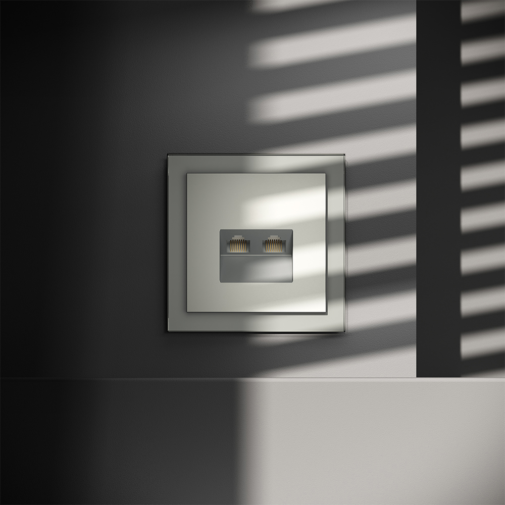 Розетка компьютерная встраиваемая VOLTUM S70 двойная RJ45+RJ45 VLS060205