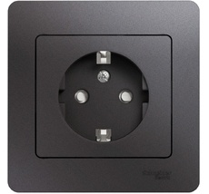 Розетка встраиваемая с заземлением и шторками (графит) Systeme Electric GSL001344