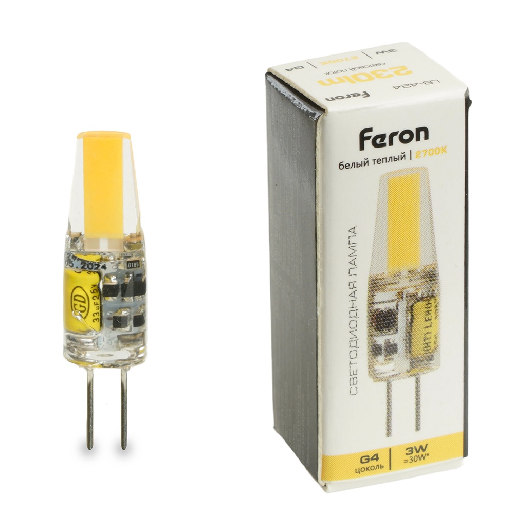 Лампа светодиодная JC капсульная 3W 12V G4 2700К Feron 51170_FR