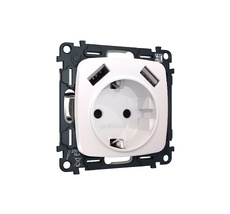 Розетка Ambrella Volt OMEGA 2USB A+A 18W быстрая зарядка с заземлением и шторками 2P+E 16A-250V QUANT MO209010_AMB