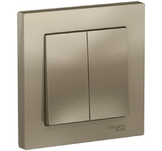 Выключатель встраиваемый двухклавишный (шампань) Systeme Electric ATN000552