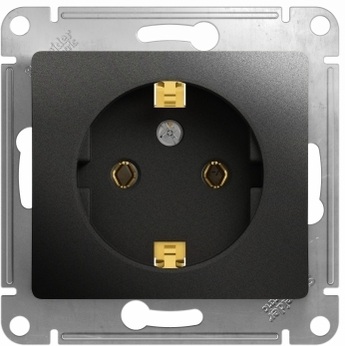 Розетка встраиваемая с заземлением (антрацит) Systeme Electric GSL000743