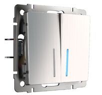 Выключатель двухклавишный с подсветкой Werkel WL02-SW-2G-LED a051094_WR