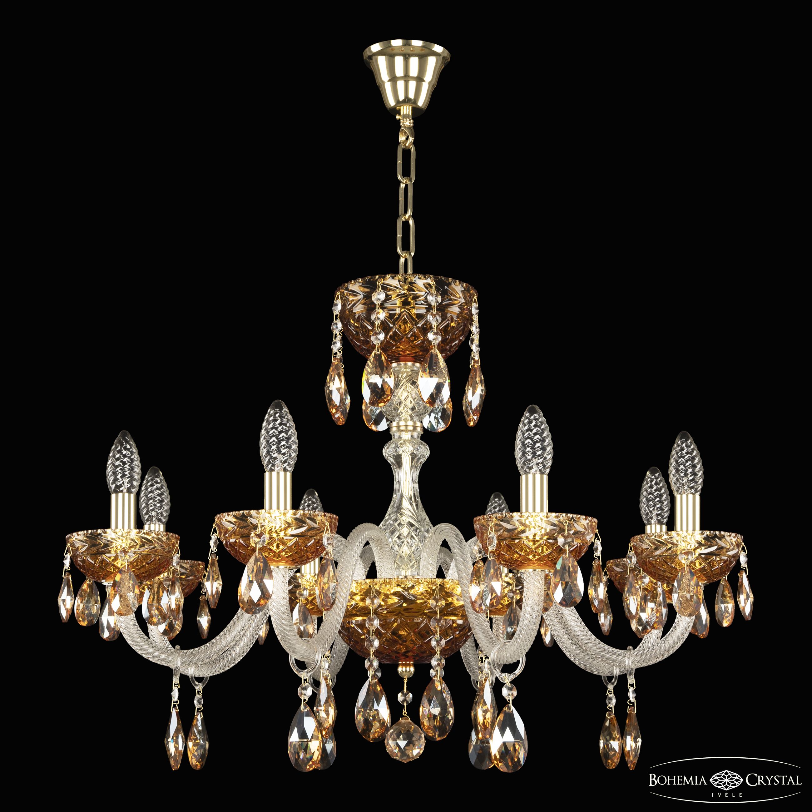 Хрустальная люстра Bohemia Ivele Crystal 5417/8/240 G Amber/M-1F K721_BI