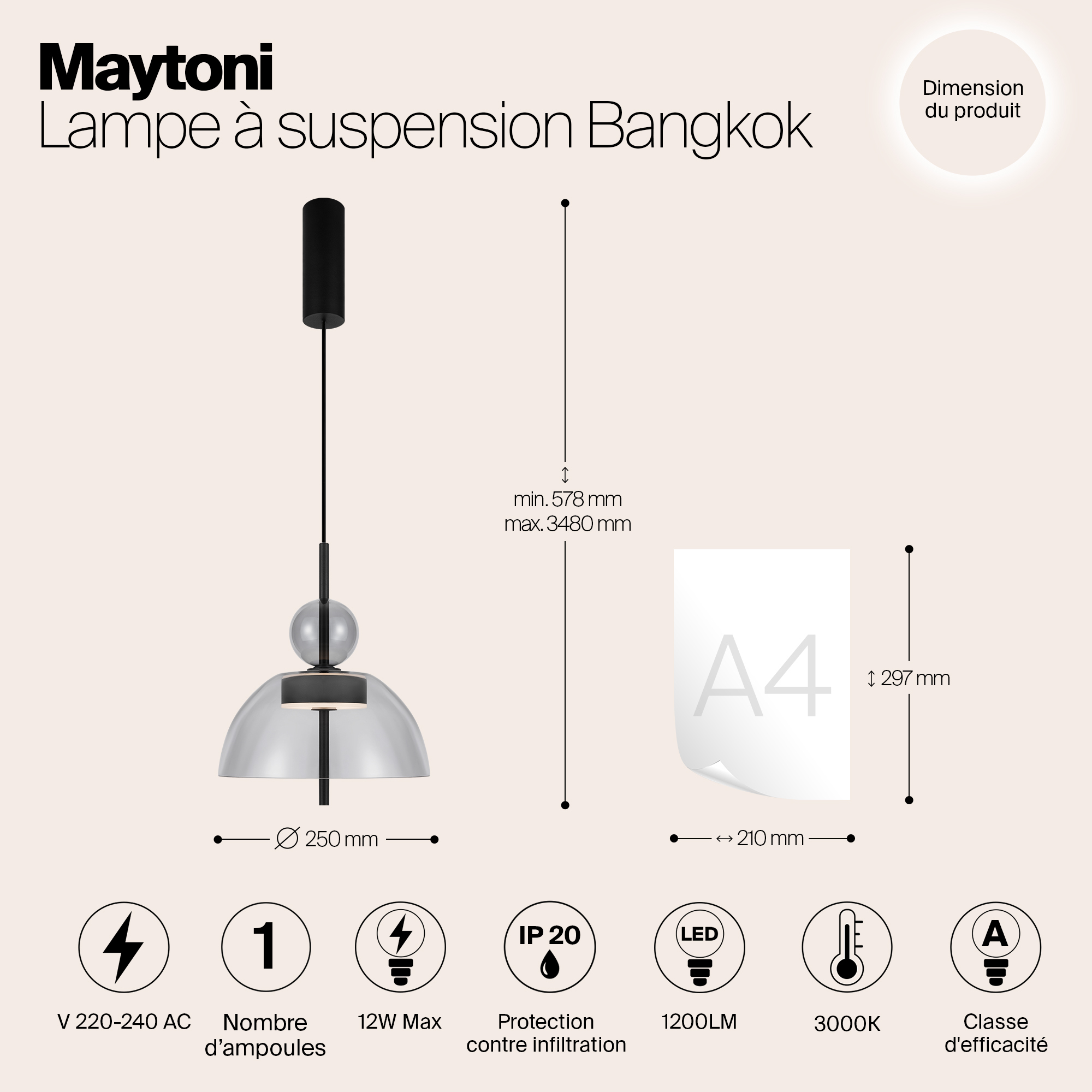 Подвесной светильник Maytoni Bangkok MOD185PL-L11B3K1_MY