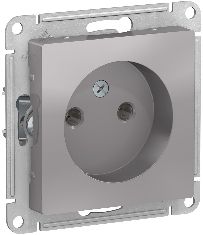 Розетка встраиваемая без заземления (алюминий) Systeme Electric ATN000341