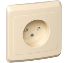 Розетка встраиваемая без заземления со шторками (кремовый) Systeme Electric PC16-002K