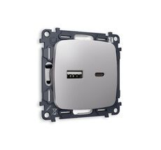 Розетка Ambrella Volt OMEGA 2USB A+C 20W быстрая зарядка QUANT MO511010_AMB