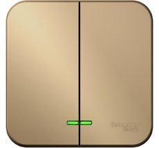 Выключатель накладной двухклавишный с подсветкой (титан) Systeme Electric BLNVA105114