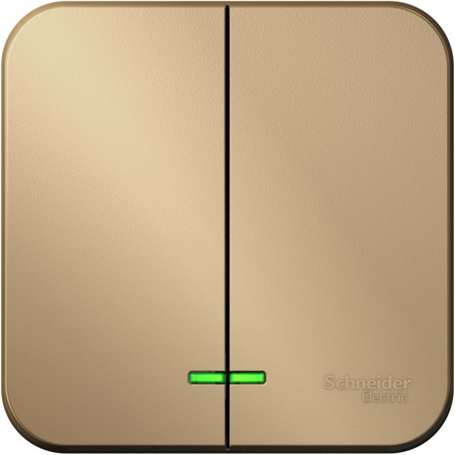 Выключатель накладной двухклавишный с подсветкой (титан) Systeme Electric BLNVA105114