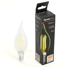 Лампа светодиодная филамент C35T свеча на ветру 8W 175-265V E14 2700К Feron 51265_FR