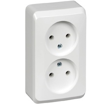 Розетка накладная двойная без заземления (белый) Systeme Electric PA16-005B