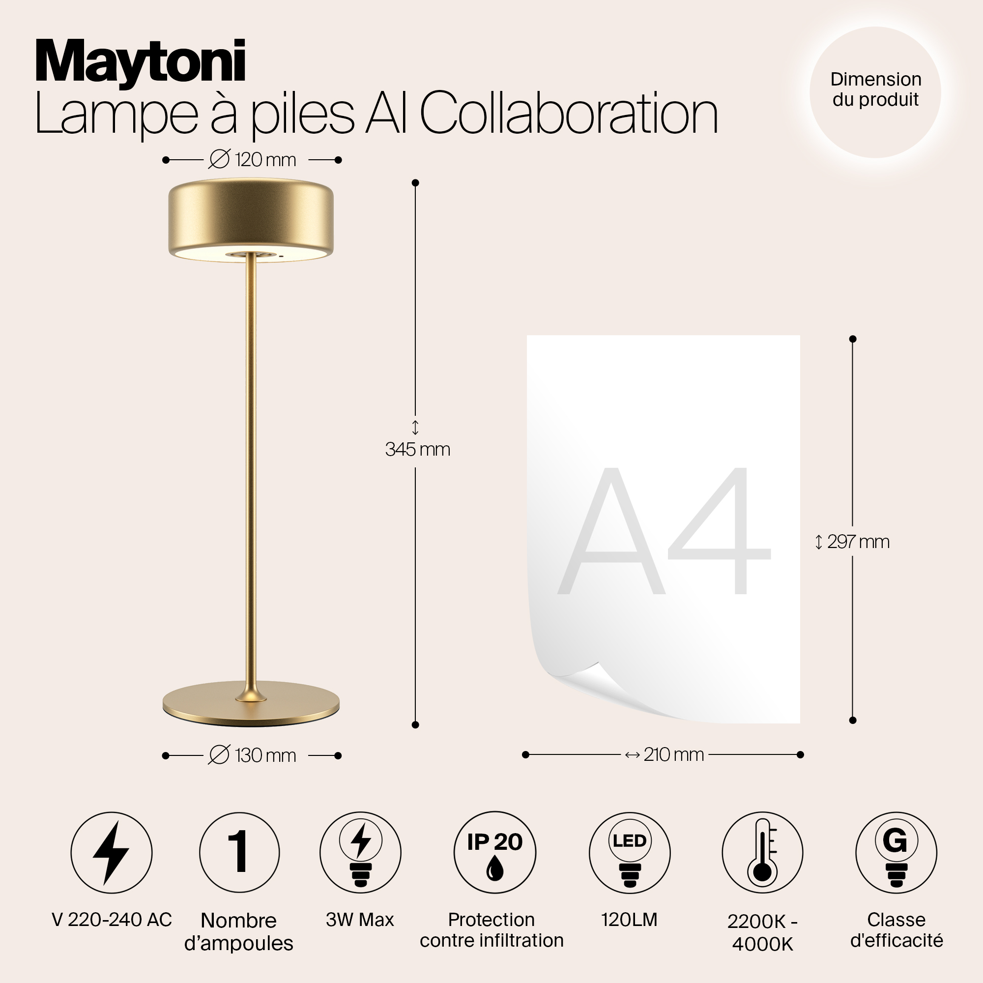 Настольная лампа аккумуляторная Maytoni AI Collaboration MOD229TL-L3G3K2_MY