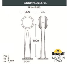 Уличный садовый светильник-столбик FUMAGALLI GABRI/LUCIA 1R3.613.020.LYE27