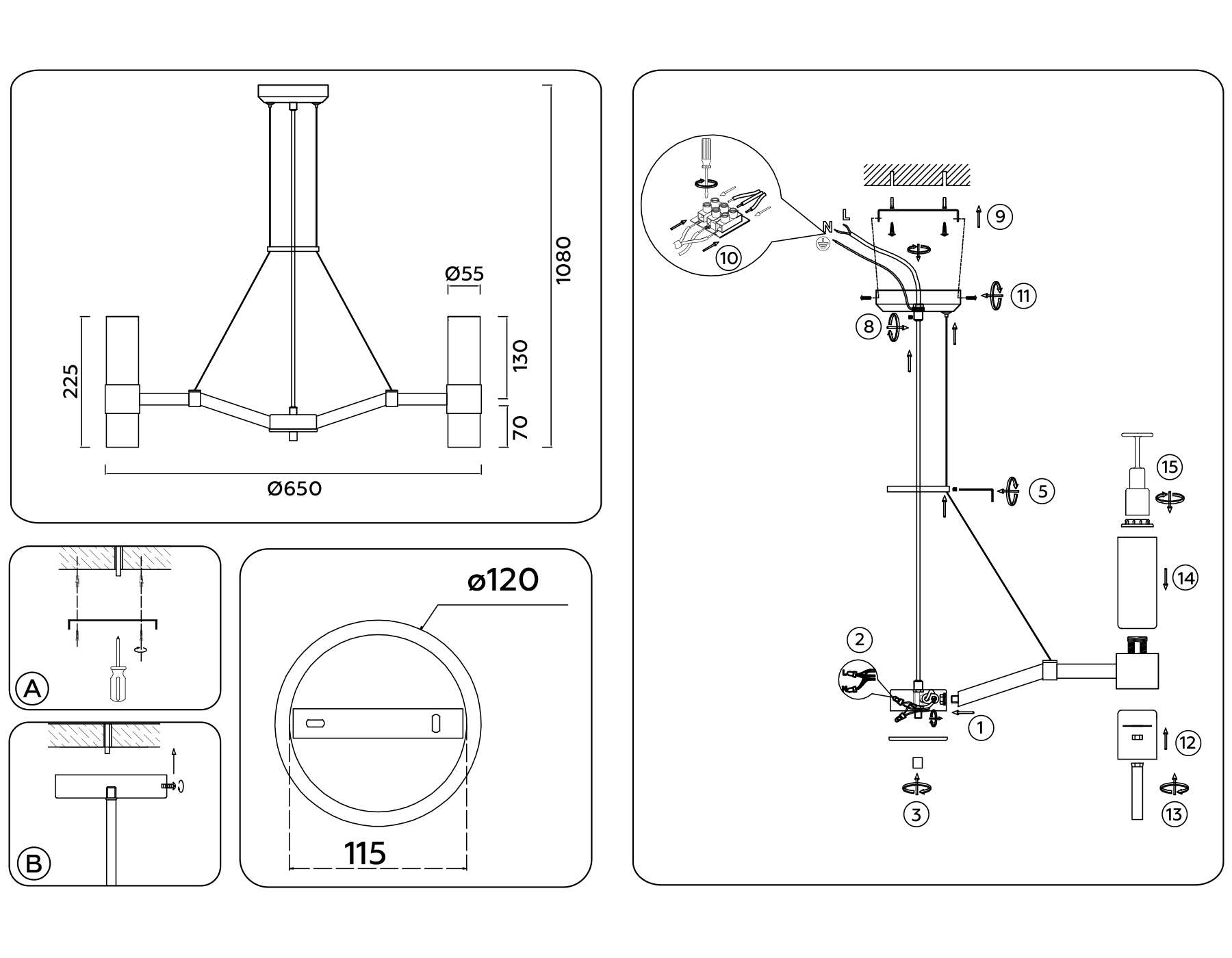 Подвесная люстра Ambrella Light Heigh Light HIGH LIGHT LH55104_AMB