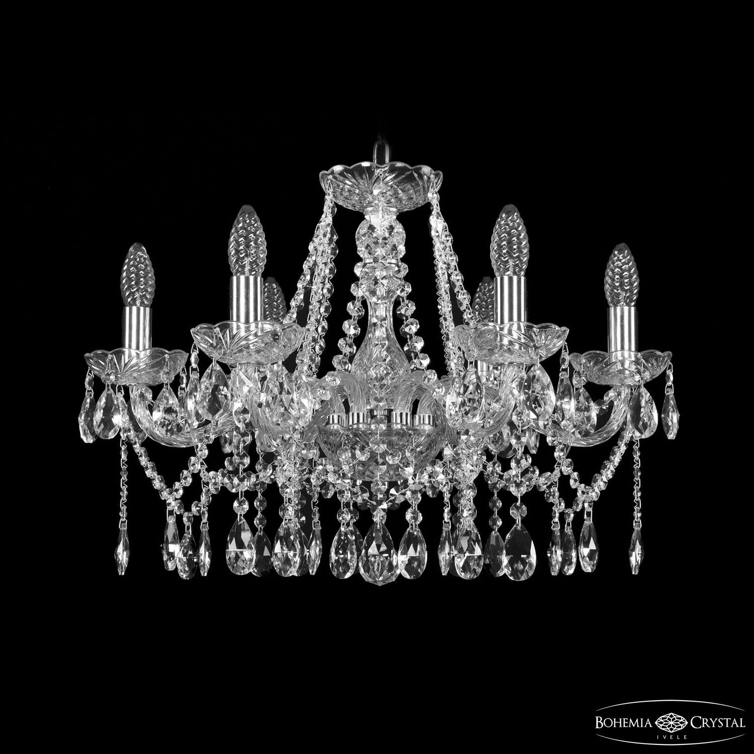 Хрустальная люстра Bohemia Ivele Crystal 1413/6/200 Ni_BI