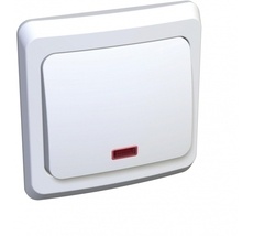 Выключатель встраиваемый одноклавишный с подсветкой (белый) Systeme Electric BC10-007B