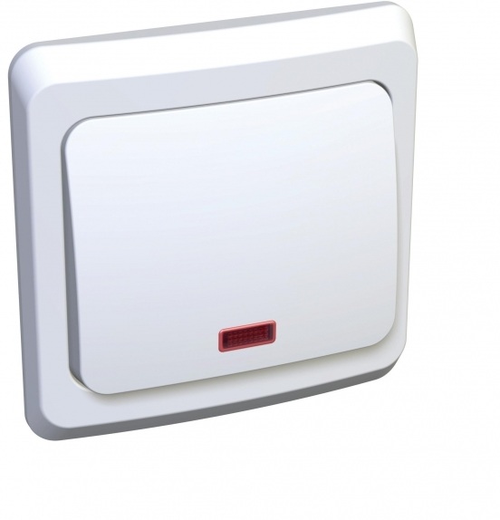 Выключатель встраиваемый одноклавишный с подсветкой (белый) Systeme Electric BC10-007B
