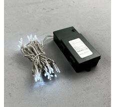 Гирлянда Нить на Батарейках 5м Белая, 50 LED, Провод Прозрачный Силикон, IP65 EST50-4W10-8W