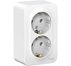 Розетка накладная двойная с заземлением (белый) Systeme Electric BLNRA010211