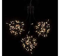 Комплект 3 Тепло-Белых Нити с Мерцанием Белого Диода по 20м, 600 LED, Провод Черный ПВХ, IP54 KDD600BLW-11-1WW