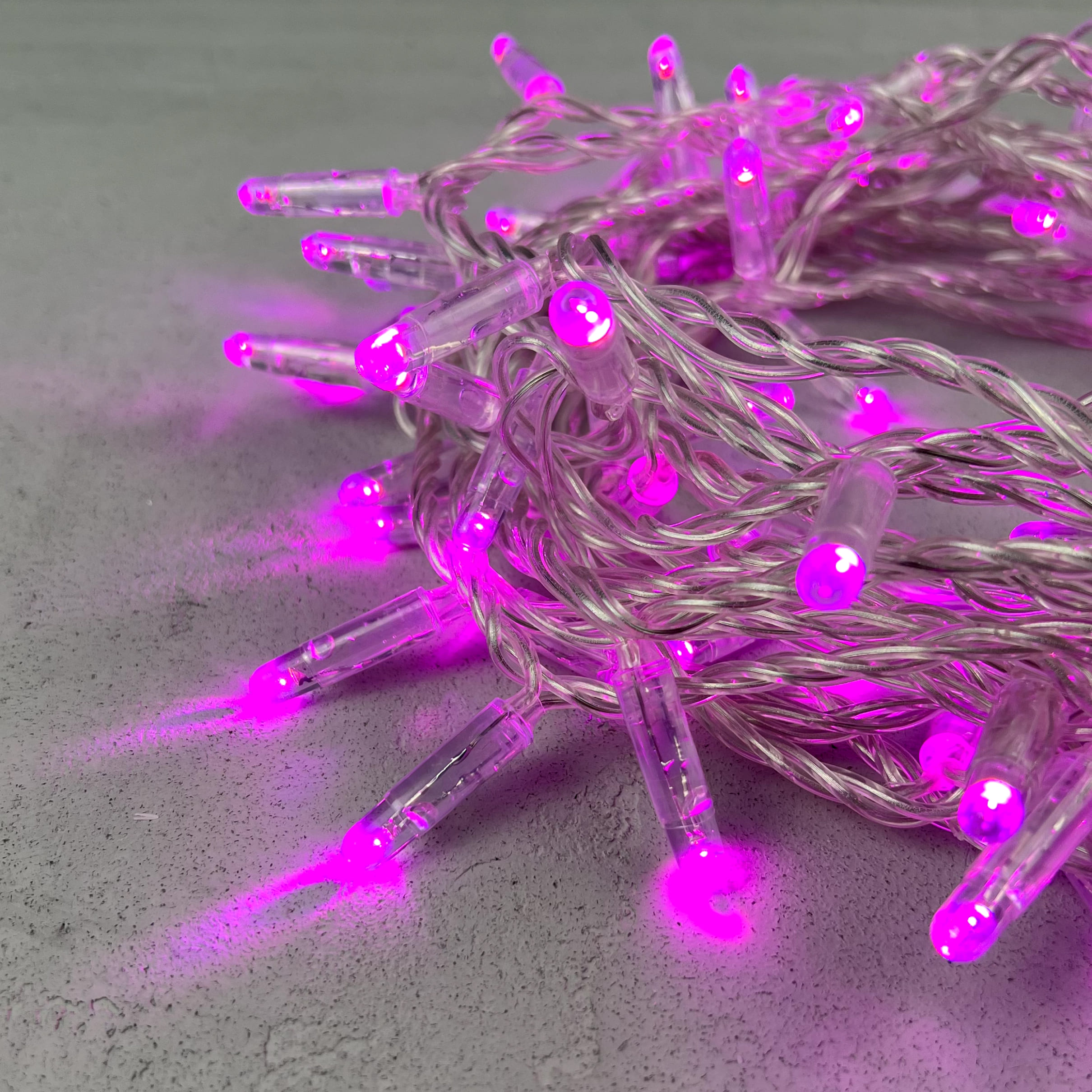 Гирлянда Нить с Колпачком 10м Розовая 24В, 100 LED, Провод Прозрачный ПВХ, IP65 LTC PST100CAP-10-1P PST100CAP-10-1P