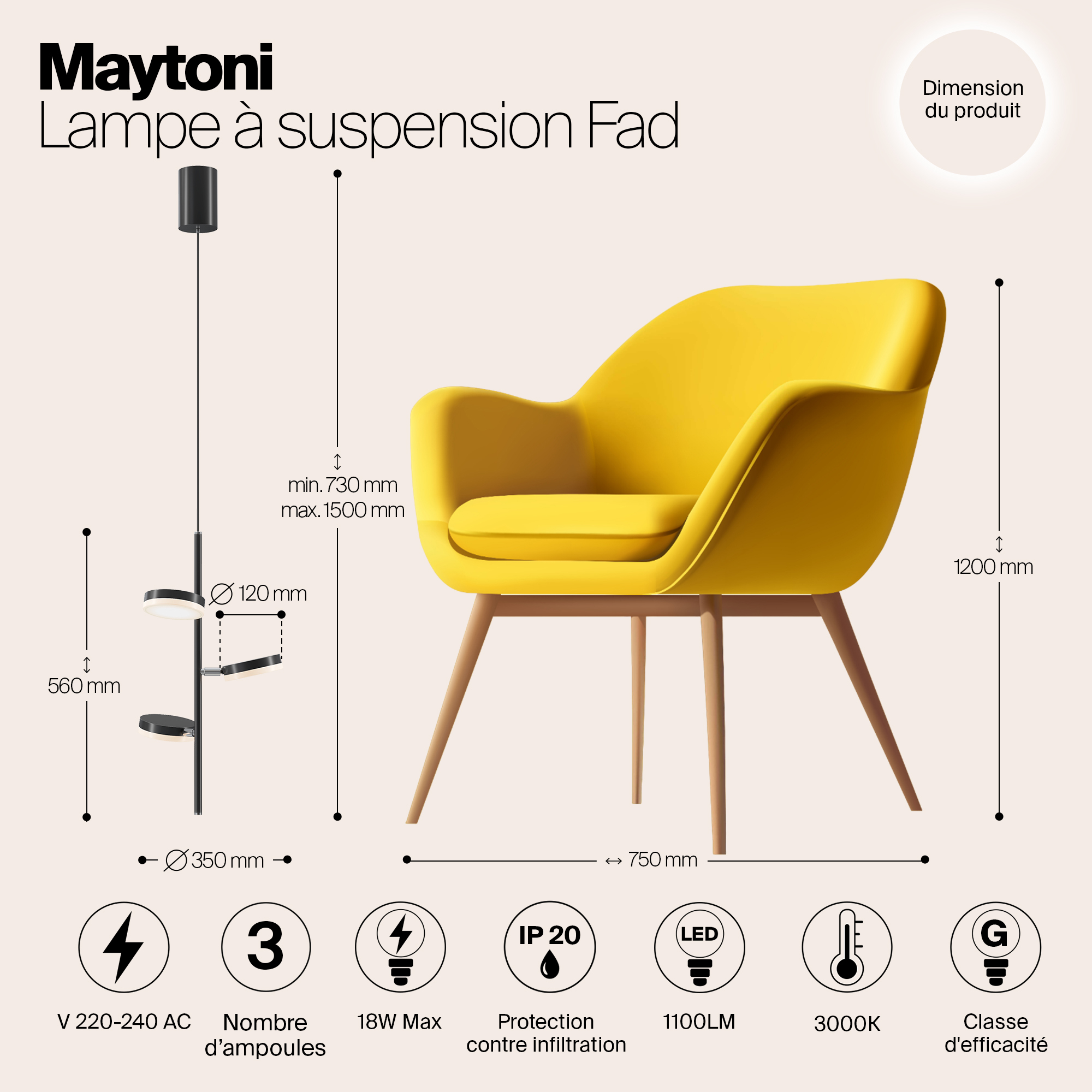 Подвесная люстра Maytoni Fad MOD070PL-L18B3K_MY