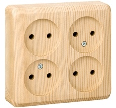 Розетка накладная четверная без заземления (сосна) Systeme Electric PA16-205D