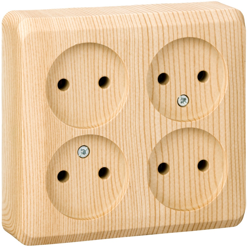 Розетка накладная четверная без заземления (сосна) Systeme Electric PA16-205D