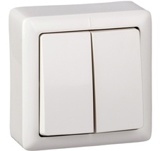 Выключатель накладной двухклавишный (белый) Systeme Electric VA56-232-B