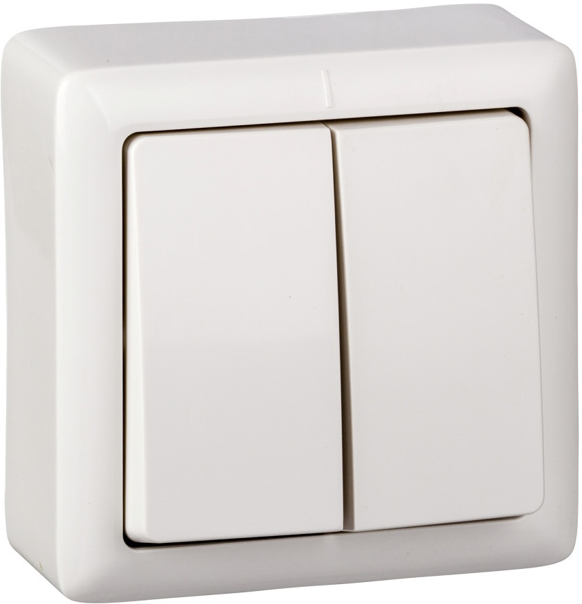 Выключатель накладной двухклавишный (белый) Systeme Electric VA56-232-B