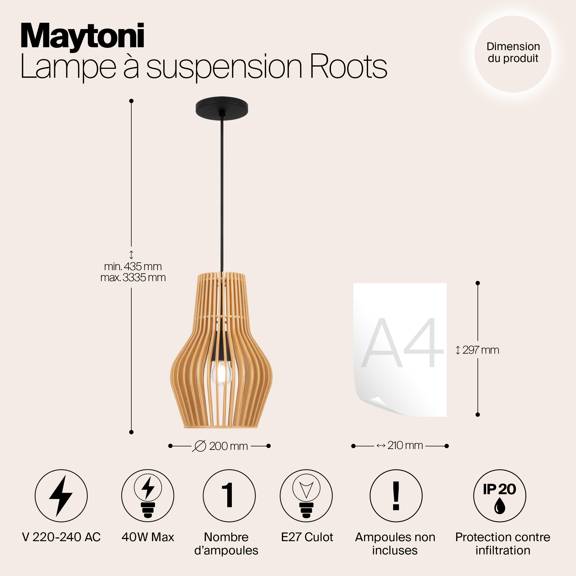 Подвесной светильник Maytoni Roots MOD191PL-01W_MY