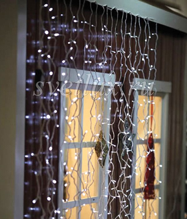 

Гирлянда Занавес 2 x 3 м Белый 220В, 600 LED, Провод Прозрачный ПВХ, IP20 01-096, 01-096