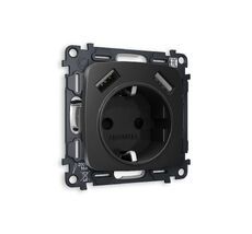 Розетка Ambrella Volt OMEGA 2USB A+A 18W быстрая зарядка с заземлением и шторками 2P+E 16A-250V QUANT MO809010_AMB