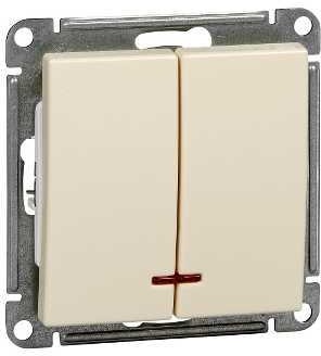 Выключатель встраиваемый двухклавишный с подсветкой (слоновая кость) Systeme Electric VS510-251-2-86