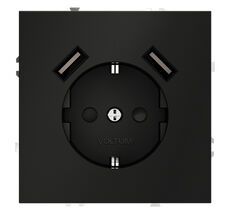 Розетка встраиваемая VOLTUM S70 с заземлением и защитными шторками, 16А, с USB, A+A VLS040408