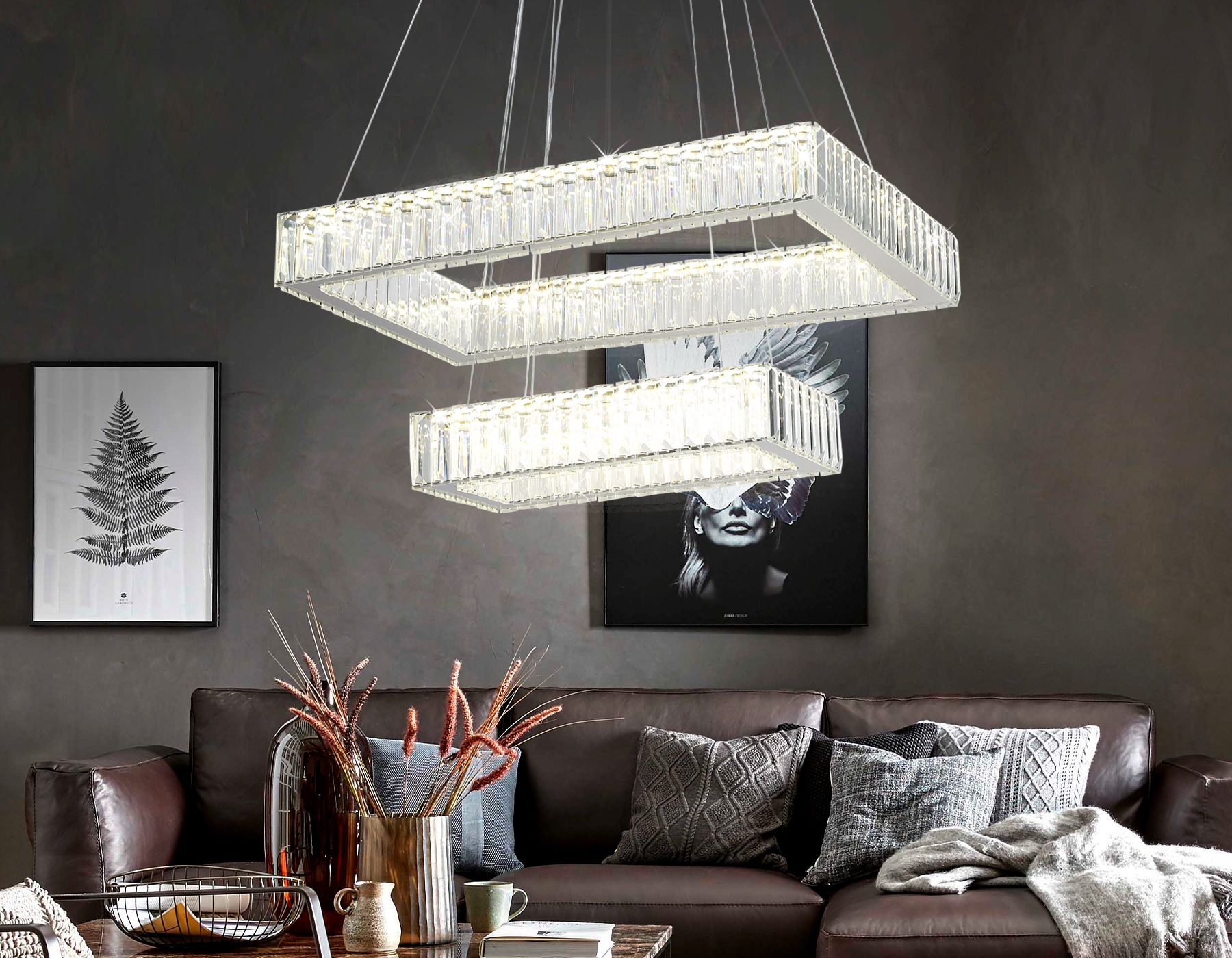 Подвесная люстра Ambrella light светодиодная с хрусталем Traditional TR5005_AMB
