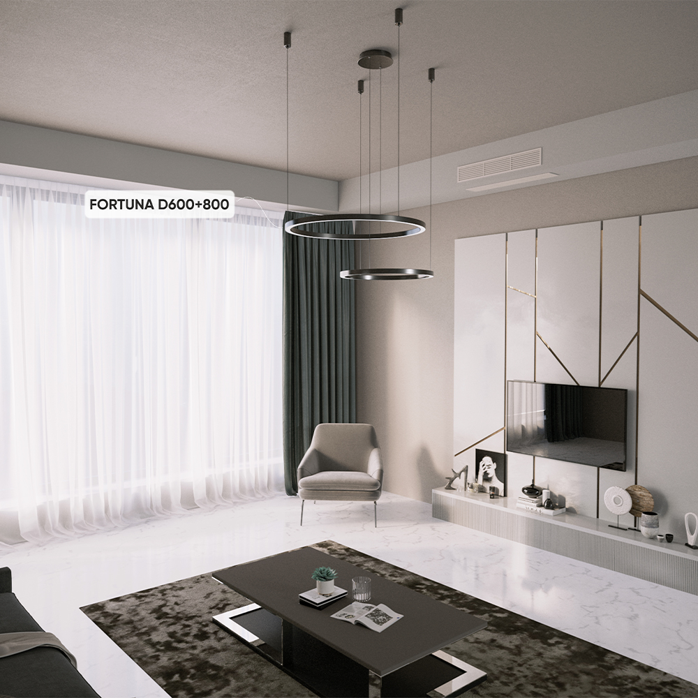 Подвесная люстра Crystallux FORTUNA FORTUNA SP123W LED D600+800 BLACK_CR